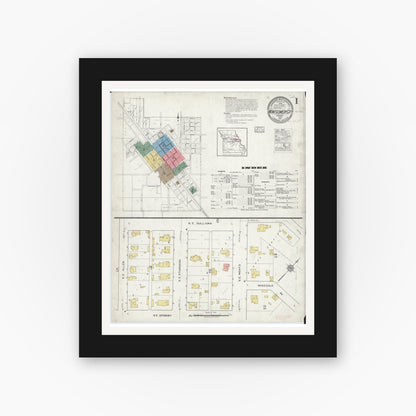 Old map wall art mockup — black gallery frame with white mat — Sanborn Fire Insurance Map from Montgomery City, Montgomery County, Missouri (1917) - Complete Map Set