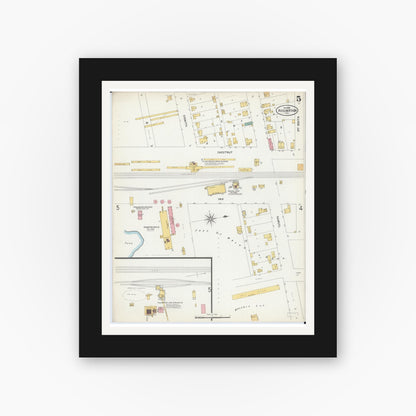 Old map wall art mockup — black gallery frame with white mat — Sanborn Fire Insurance Map from Assumption, Christian County, Illinois (1899), Sheet #0005
