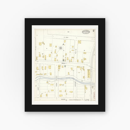 Old map wall art mockup — black gallery frame with white mat — Sanborn Fire Insurance Map from Arroyo Grande, San Luis Obispo County, California (1903), Sheet #0002