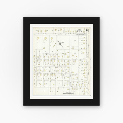 Old map wall art mockup — black gallery frame with white mat — Sanborn Fire Insurance Map from Terrell, Kaufman County, Texas (1914), Sheet #0016