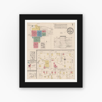 Old map wall art mockup — black gallery frame with white mat — Sanborn Fire Insurance Map from Red Bud, Randolph County, Illinois (1921) - Complete Map Set