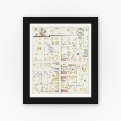 Old map wall art mockup — black gallery frame with white mat — Sanborn Fire Insurance Map from Lapel, Madison County, Indiana (1918) - Complete Map Set