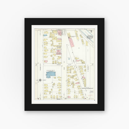 Old map wall art mockup — black gallery frame with white mat — Sanborn Fire Insurance Map from Lockport, Niagara County, New York (1914) - Complete Map Set
