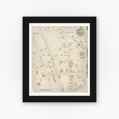 Old map wall art mockup — black gallery frame with white mat — Sanborn Fire Insurance Map from Absecon, Atlantic County, New Jersey (1906), Sheet #0001