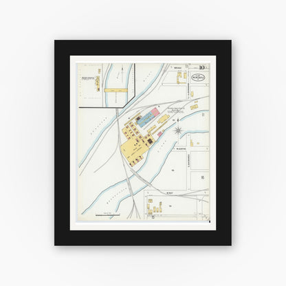 Old map wall art mockup — black gallery frame with white mat — Sanborn Fire Insurance Map from New Castle, Lawrence County, Pennsylvania (1899), Sheet #0010