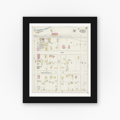 Old map wall art mockup — black gallery frame with white mat — Sanborn Fire Insurance Map from Le Sueur, Le Sueur County, Minnesota (1890), Sheet #0003