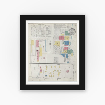 Old map wall art mockup — black gallery frame with white mat — Sanborn Fire Insurance Map from Rice Lake, Barron County, Wisconsin (1909) - Complete Map Set