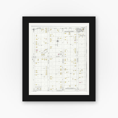 Old map wall art mockup — black gallery frame with white mat — Sanborn Fire Insurance Map from Villa Park, Du Page County, Illinois (1925), Sheet #0007