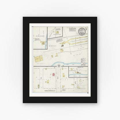 Old map wall art mockup — black gallery frame with white mat — Sanborn Fire Insurance Map from Harrison, Clare County, Michigan (1895) - Complete Map Set