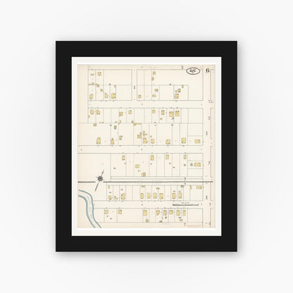Old map wall art mockup — black gallery frame with white mat — Sanborn Fire Insurance Map from Napa, Napa County, California (1910), Sheet #0006