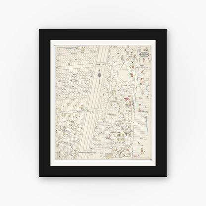 Old map wall art mockup — black gallery frame with white mat — Sanborn Fire Insurance Map from Wyandotte, Wayne County, Michigan (1922), Sheet #0002