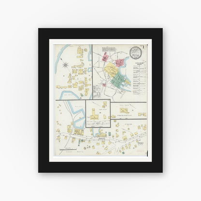 Old map wall art mockup — black gallery frame with white mat — Sanborn Fire Insurance Map from Rockport, Essex County, Massachusetts (1897) - Complete Map Set