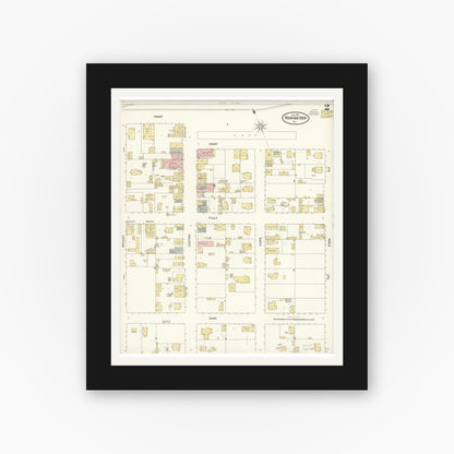 Old map wall art mockup — black gallery frame with white mat — Sanborn Fire Insurance Map from Mountain View, Santa Clara County, California (1904), Sheet #0002