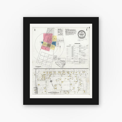 Old map wall art mockup — black gallery frame with white mat — Sanborn Fire Insurance Map from Humble, Harris County, Texas (1926) - Complete Map Set