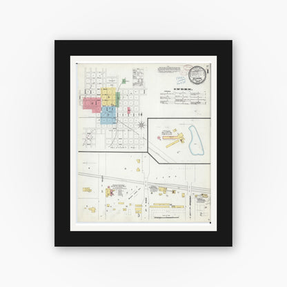 Old map wall art mockup — black gallery frame with white mat — Sanborn Fire Insurance Map from Delavan, Tazewell County, Illinois (1899) - Complete Map Set