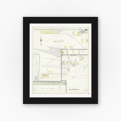 Old map wall art mockup — black gallery frame with white mat — Sanborn Fire Insurance Map from Key West, Monroe County, Florida (1912), Sheet #0033