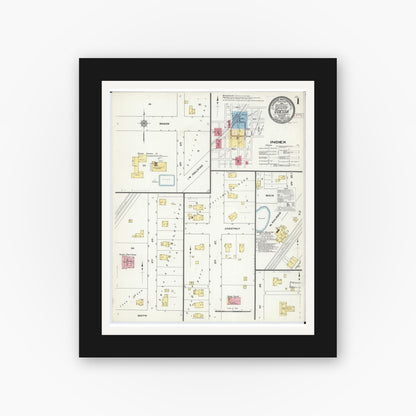 Old map wall art mockup — black gallery frame with white mat — Sanborn Fire Insurance Map from Odessa, Lafayette County, Missouri (1909) - Complete Map Set