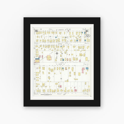 Old map wall art mockup — black gallery frame with white mat — Sanborn Fire Insurance Map from Beloit, Rock County, Wisconsin (1926), Sheet #0036