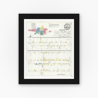 Old map wall art mockup — black gallery frame with white mat — Sanborn Fire Insurance Map from Elizabethville, Dauphin County, Pennsylvania (1911), Sheet #0001