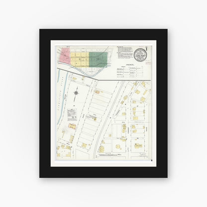 Old map wall art mockup — black gallery frame with white mat — Sanborn Fire Insurance Map from Coalport, Clearfield County, Pennsylvania (1910) - Complete Map Set