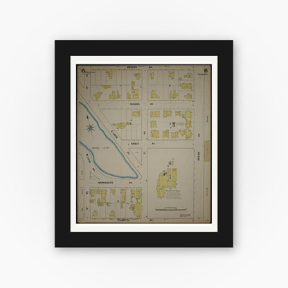 Old map wall art mockup — black gallery frame with white mat — Sanborn Fire Insurance Map from New Jersey Coast, New Jersey Coast, New Jersey (1890), Sheet #0006