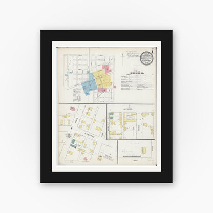 Old map wall art mockup — black gallery frame with white mat — Sanborn Fire Insurance Map from Altamont, Effingham County, Illinois (1893) - Complete Map Set