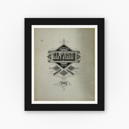 Old map wall art mockup — black gallery frame with white mat — Sanborn Fire Insurance Map from El Paso, El Paso County, Texas (1908), Sheet #0001