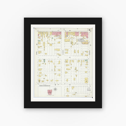 Old map wall art mockup — black gallery frame with white mat — Sanborn Fire Insurance Map from Antigo, Langlade County, Wisconsin (1898), Sheet #0002