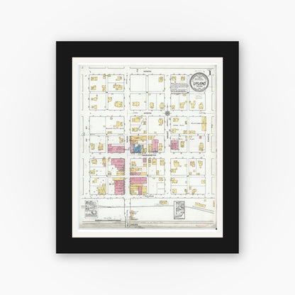Old map wall art mockup — black gallery frame with white mat — Sanborn Fire Insurance Map from Upland, Grant County, Indiana (1920) - Complete Map Set