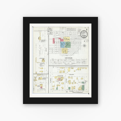 Old map wall art mockup — black gallery frame with white mat — Sanborn Fire Insurance Map from Saint Johns, Clinton County, Michigan (1900) - Complete Map Set