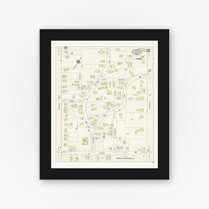 Old map wall art mockup — black gallery frame with white mat — Sanborn Fire Insurance Map from Hyde Park, Norfolk County, Massachusetts (1911), Sheet #0028