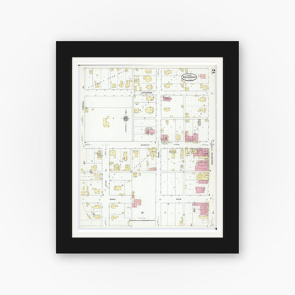 Old map wall art mockup — black gallery frame with white mat — Sanborn Fire Insurance Map from Mcleansboro, Hamilton County, Illinois (1910), Sheet #0002
