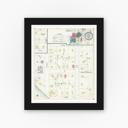Old map wall art mockup — black gallery frame with white mat — Sanborn Fire Insurance Map from Gardner, Grundy County, Illinois (1907) - Complete Map Set
