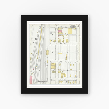 Old map wall art mockup — black gallery frame with white mat — Sanborn Fire Insurance Map from Victoria, Lunenburg County, Virginia (1921), Sheet #0007