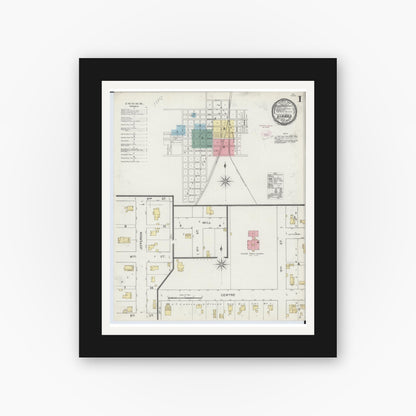 Old map wall art mockup — black gallery frame with white mat — Sanborn Fire Insurance Map from Girard, Macoupin County, Illinois (1894) - Complete Map Set