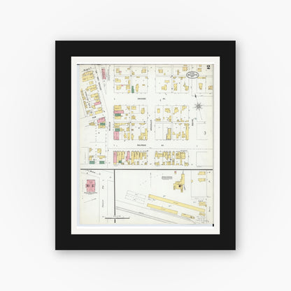 Old map wall art mockup — black gallery frame with white mat — Sanborn Fire Insurance Map from Holgate, Henry County, Ohio (1901), Sheet #0002