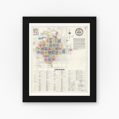 Old map wall art mockup — black gallery frame with white mat — Sanborn Fire Insurance Map from Pomona, Los Angeles County, California (1911) - Complete Map Set