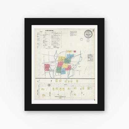 Old map wall art mockup — black gallery frame with white mat — Sanborn Fire Insurance Map from Babylon, Suffolk County, New York (1902) - Complete Map Set