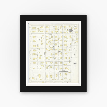 Old map wall art mockup — black gallery frame with white mat — Sanborn Fire Insurance Map from Marion, Williamson County, Illinois (1913), Sheet #0009