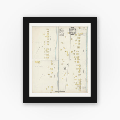Old map wall art mockup — black gallery frame with white mat — Sanborn Fire Insurance Map from Salisbury, Essex County, Massachusetts (1898), Sheet #0001