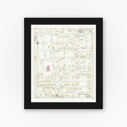Old map wall art mockup — black gallery frame with white mat — Sanborn Fire Insurance Map from Marlin, Falls County, Texas (1916), Sheet #0005