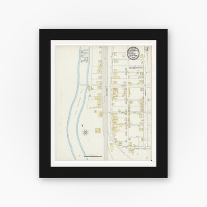 Old map wall art mockup — black gallery frame with white mat — Sanborn Fire Insurance Map from South Fork, Cambria County, Pennsylvania (1895), Sheet #0001