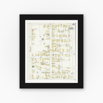 Old map wall art mockup — black gallery frame with white mat — Sanborn Fire Insurance Map from Ogdensburg, St. Lawrence County, New York (1909), Sheet #0022
