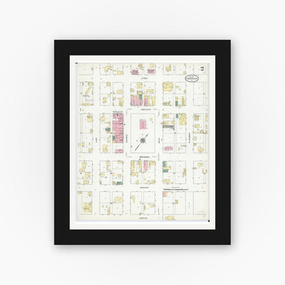 Old map wall art mockup — black gallery frame with white mat — Sanborn Fire Insurance Map from Louisville, Clay County, Illinois (1910), Sheet #0002