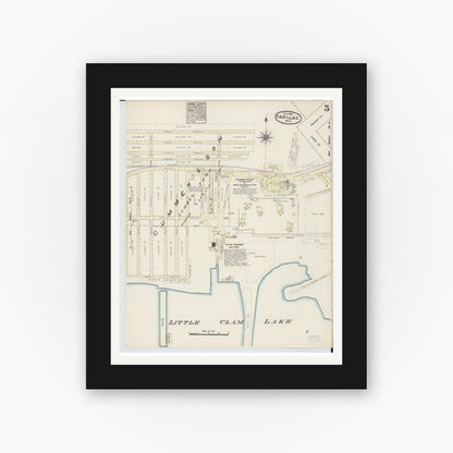 Old map wall art mockup — black gallery frame with white mat — Sanborn Fire Insurance Map from Cadillac, Wexford County, Michigan (1884), Sheet #0005