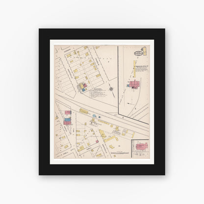 Old map wall art mockup — black gallery frame with white mat — Sanborn Fire Insurance Map from Buffalo, Wright County, Minnesota (1922), Sheet #0004