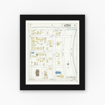Old map wall art mockup — black gallery frame with white mat — Sanborn Fire Insurance Map from West Palm Beach, Dade County, Florida (1920), Sheet #0004