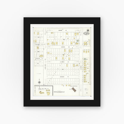 Old map wall art mockup — black gallery frame with white mat — Sanborn Fire Insurance Map from Saint Joseph, Berrien County, Michigan (1921), Sheet #0018