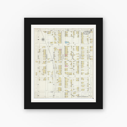 Old map wall art mockup — black gallery frame with white mat — Sanborn Fire Insurance Map from Ashland, Schuylkill County, Pennsylvania (1896), Sheet #0002