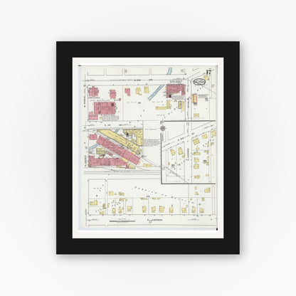 Old map wall art mockup — black gallery frame with white mat — Sanborn Fire Insurance Map from Delphos, Van Wert And Allen Counties, Ohio (1921), Sheet #0017